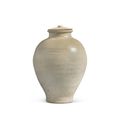 A large straw-glazed jar and cover, Tang dynasty