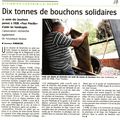 Dix tonnes de bouchons solidaires : Vers L'Avenir du 29-09-2009