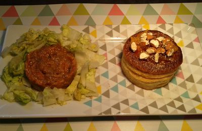 Tartelette à la Ricotta et fruits secs, et son tartare de boeuf exotique