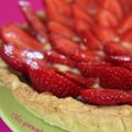 Tarte aux fraises sur sablés bretons.