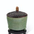 A massive Longquan celadon-glazed tripod censer, Ming dynasty, 15th-16th century