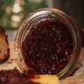 Confiture de poires pochées au vin rouge et gelée de vin rouge