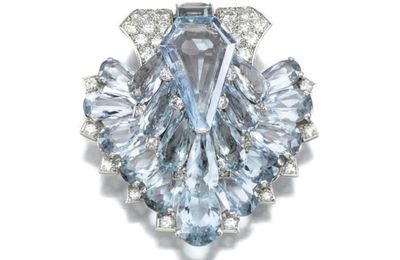 Aquamarine and Diamond Clip, Cartier, 1930s