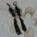 boucles d'oreilles pendantes cuivre et noir