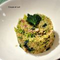 Risotto de quinoa, brocolis, lard et graines de lin