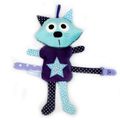 Doudou chat bleu violet