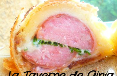 Saucisse de Morteau en croûte au bleu d'Auvergne et ciboulette