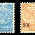 Timbres des " Valeurs étrangères " sur document 