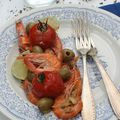 Crevettes aux olives et origan à la plancha