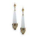 A pair of 19th century chalcedony and yellow gold pendent earrings