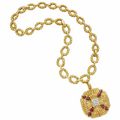 A Gold, Ruby, and Diamond Pendant Necklace, David Webb