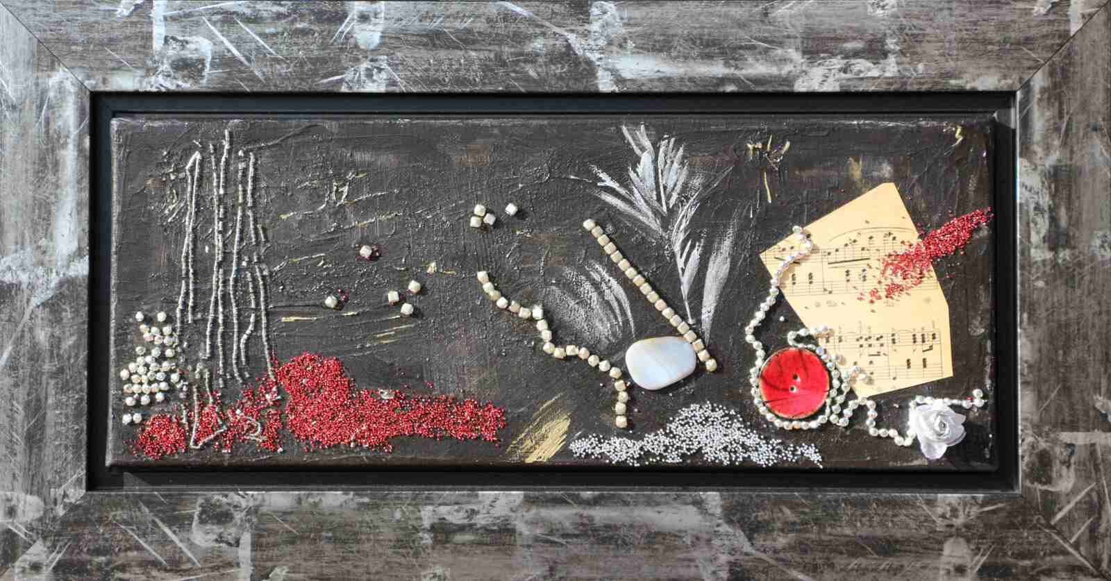 Curiosotés - multimatériaux- cadre argent- 20X50cm- (n°38 ND),