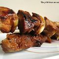 Brochette de porc, marinade sauce Worcestershire et moutarde