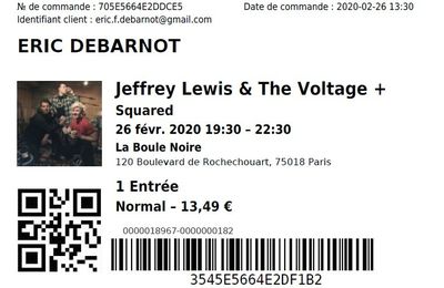 Jeffrey Lewis & The Voltage - Mercredi 26 Février 2020 - Boule Noire (Paris)