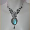 Collier Dragon Khaleesi Game of Thrones Labradorite Elfique Medieval fantasy Necklace