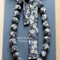 Collier boules en liberty Mitsi gris