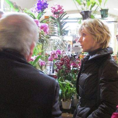 Evelyne Dhéliat à l'exposition d'orchidées à Chantilly. Vendredi 27/11/15. 