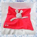  Doudou Peluche Plat Carré Lapin Rouge Blanc Gris Etoiles OBAIBI 