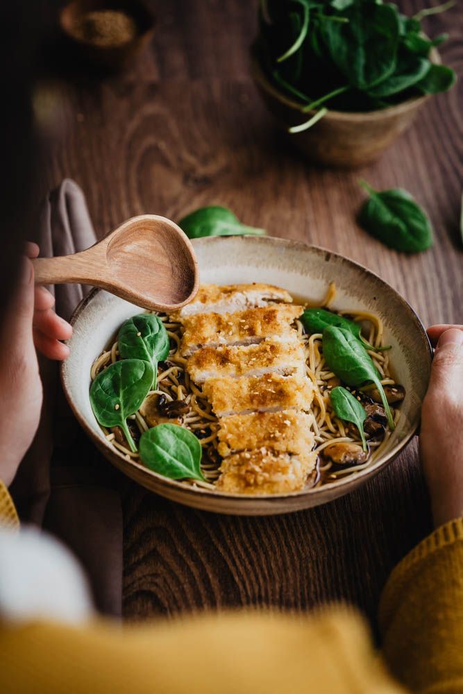 soupe de nouilles, bouillons de nouilles chinoises, escalope panée, recette asiatique, recette facile