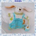 Doudou Peluche Plat Marionnette Lapin Barbouille Blanc Bleu Peinture Pot BabyNat