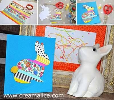 ❀ ✄ DIY Carte Lapin Pâques Masking Tape / DIY Easter Bunny Card with Washi Tape ✄ ❀ 