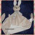 Doudou plat lapin Timéo Carré blanc, beige blanc gris, velours, doudoupeluche.fr