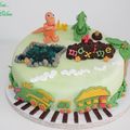 Gateau Dino train { 3 d , Gateau pâte à sucre } 