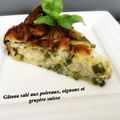 Gâteau salé aux poireaux, oignons et gruyère suisse ( 198 cal/ par part)