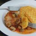 Galettes de polenta et poulet aux champignons (au Cuisine Companion de Moulinex)