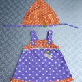 24 - Ensemble robe et fichu violet/mandarine