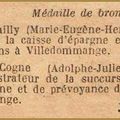 1931, 29 Août : Médaille de la prévoyance sociale pour H BAILLY et A COGNE