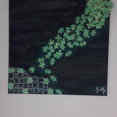 mon dernier tableau puzzle recylage