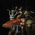 Laurens Craen (active circa 1643-1664), A lobster, apricots and plums in a wan-li kraak porcelain bowl with a wine glass, an ewe