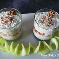 Mousse de concombre au chèvre et aux noix et ses dés de tomates ( verrine )