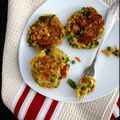 Galettes de millet aux légumes, au chèvre frais et à la menthe