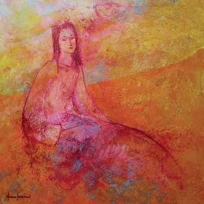 De bas en haut : "L'homme des sables", "Spirale", "Soleil vert", "Se poser pour mieux entendre"