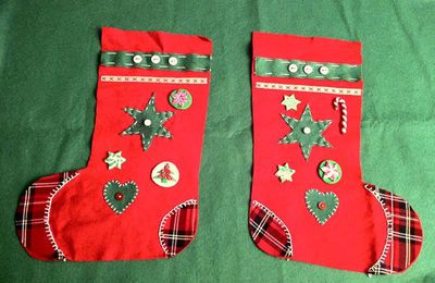 les chaussettes de Noël en préparation