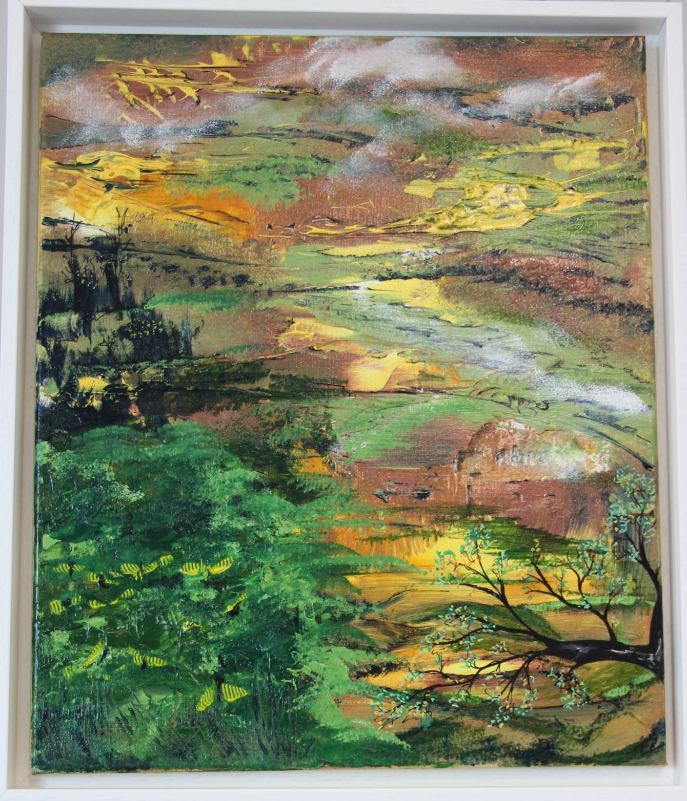 Au rythme des ailes- acryl2021-46X38 cm- cadre blanc- N°203