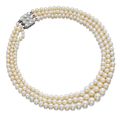 Very fine natural pearl and diamond necklace, Chaumet