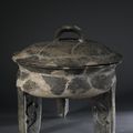 Lidded Ding (tripod), Liangzhu Culture (5400-4300 BCE)