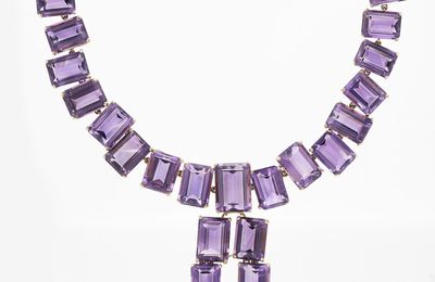 Suite of Amethyst Necklace, Bracelet and Earrings by Ruser from the collection of Joan Crawford. 