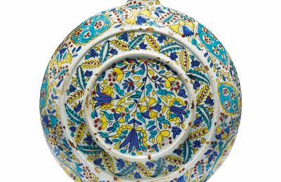 A Kutahya pottery pilgrim's flask, Ottoman Turkey, 18th century