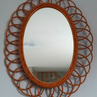 Miroir en rotin ovale