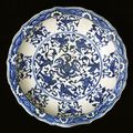 Fritware dish, painted in blue under a transparent glaze. Iran, Tabriz?; end of 15th century