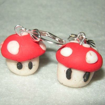 Boucles d'oreilles champignon de Mario