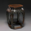 A rare imperial carved zitan stool (zuodun), Qing dynasty, Qianlong period (1736-1795)