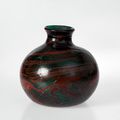 Spherical bottle, green glass with red threads, Iran or Syria, 8th-10th century