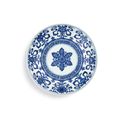 A blue and white 'bajixiang' ogee dish, Seal mark and period of Qianlong (1736-1795)
