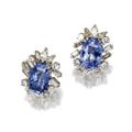 Pair of sapphire and diamond earclips