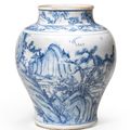 A blue and white 'Master of the Rocks' jar, Shunzhi-early Kangxi period (1644-1722)